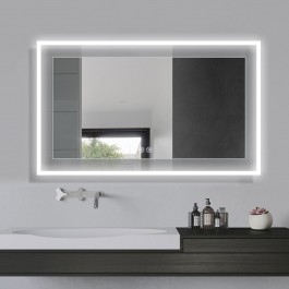 LED Illuminated Bathroom Mirror TouchClock & WeatherDemister & Speaker L02 