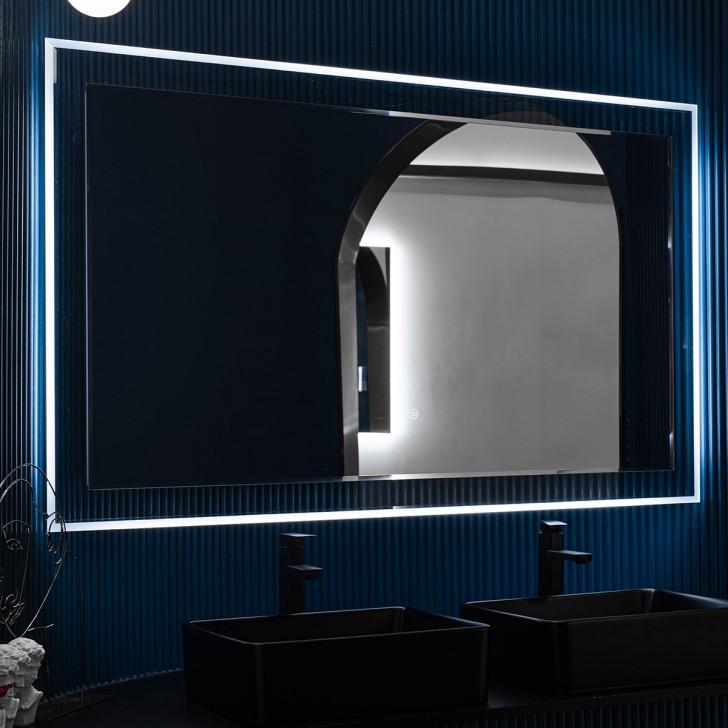 DECORAPORT Espejo de baño LED con luces, espejo de tocador de baño con  iluminación LED, 55 x 36 pulgadas, regulable, espejo inteligente Bluetooth