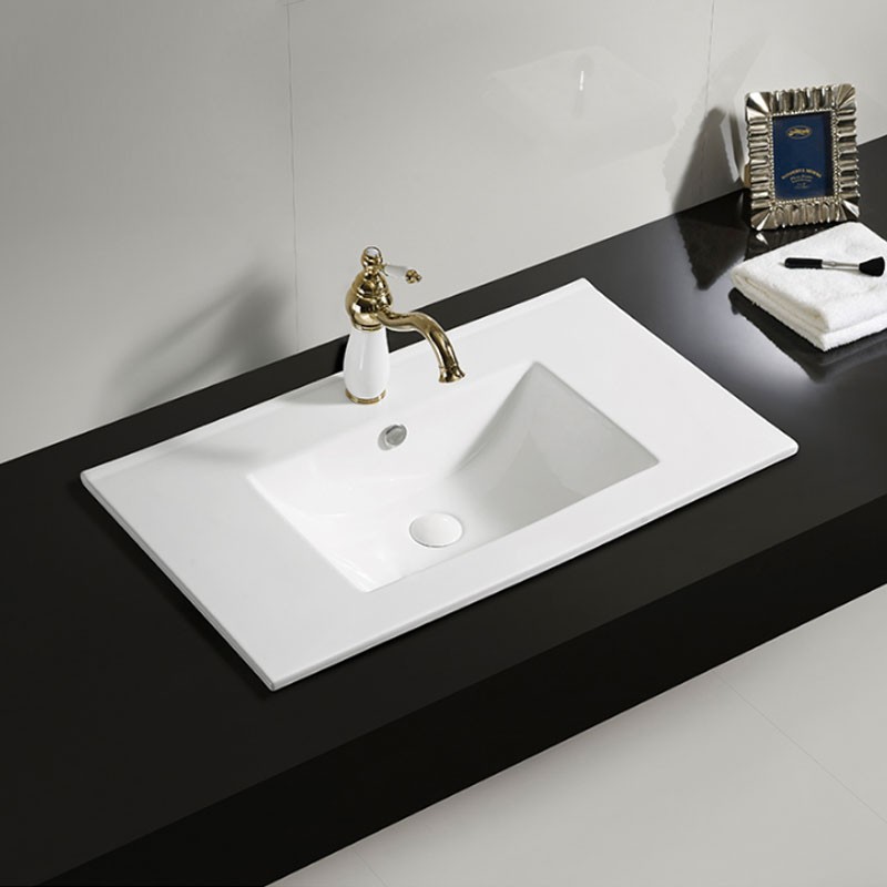 White Rectangle Ceramic Bathroom Vanity Basin (CL-4001-80)
