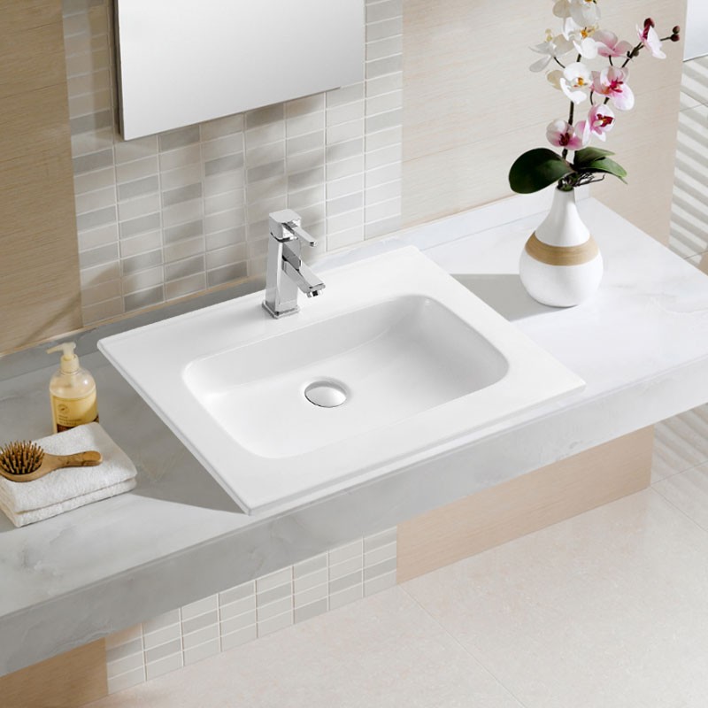 White Rectangle Ceramic Bathroom Vanity Basin (CL-4108-60)