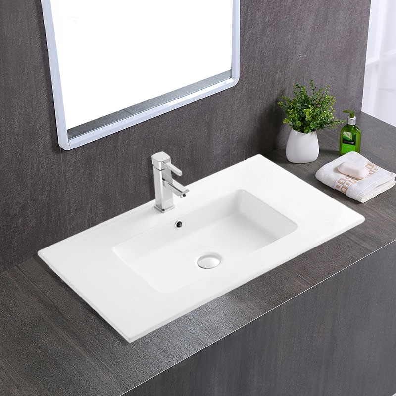 White Rectangle Ceramic Bathroom Vanity Basin (CL-4106-80)