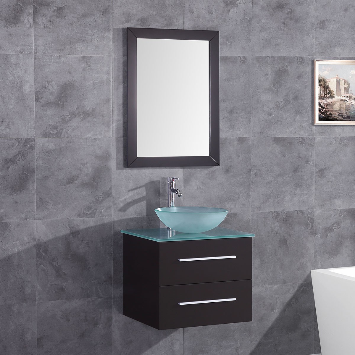 24 In. Plywood Vanity Set with Basin and Mirror (DK-T9190-SET)