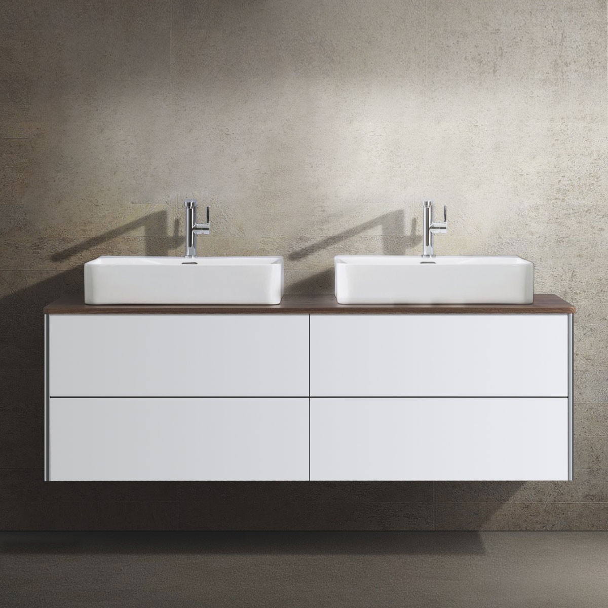 63 In. Wall Mount Vanity with White Double Basin (DW1604D-V)