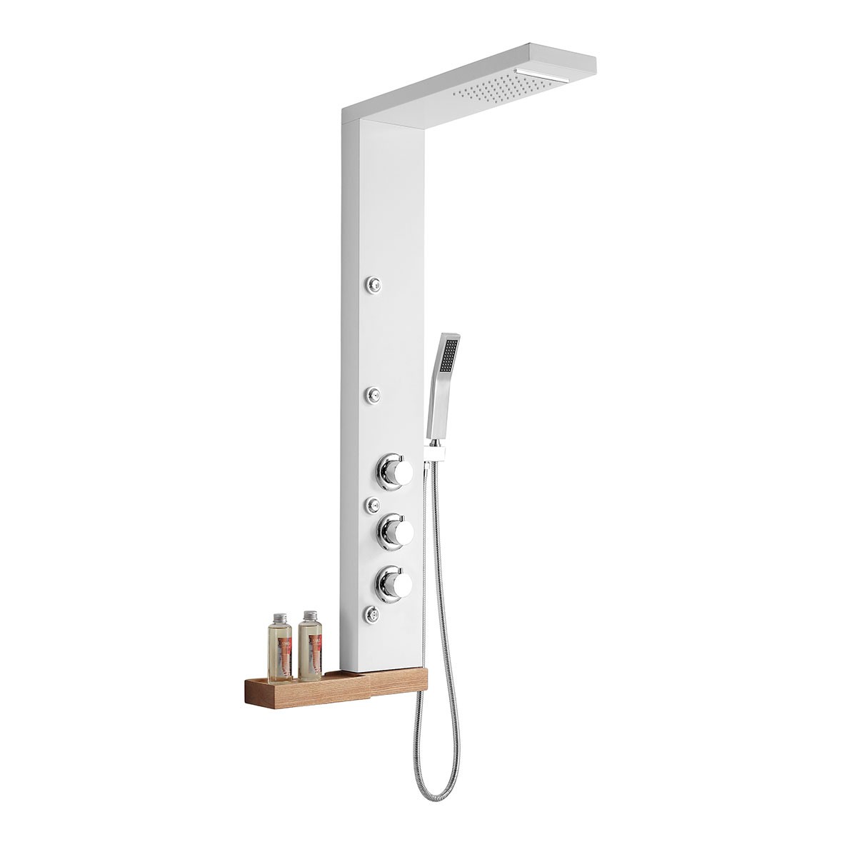 Thermostatic White Frosted Shower Panel System - Stainless Steel  (LYB-5570)