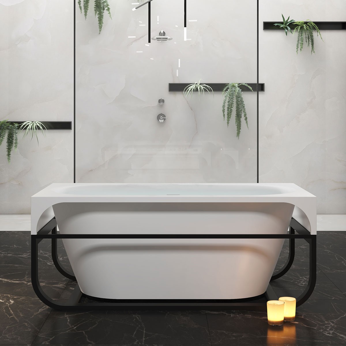 BATHPRO 59 In High-end Freestanding Bathtub - Acrylic Matte White (DK-MF-126575)