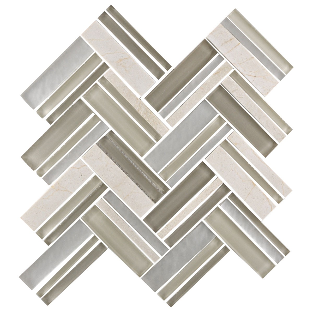 12.4 in. x 13.8 in. Glass Stone Blend Strip Mosaic Tile in Multi - 8mm Thickness (DK-8NF0606-002)