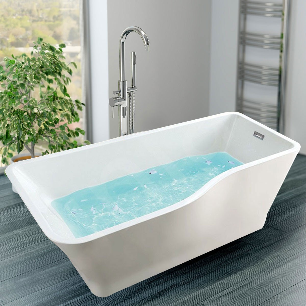 67 In Freestanding Bathtub - Acrylic White (DK-SLD-YG871)