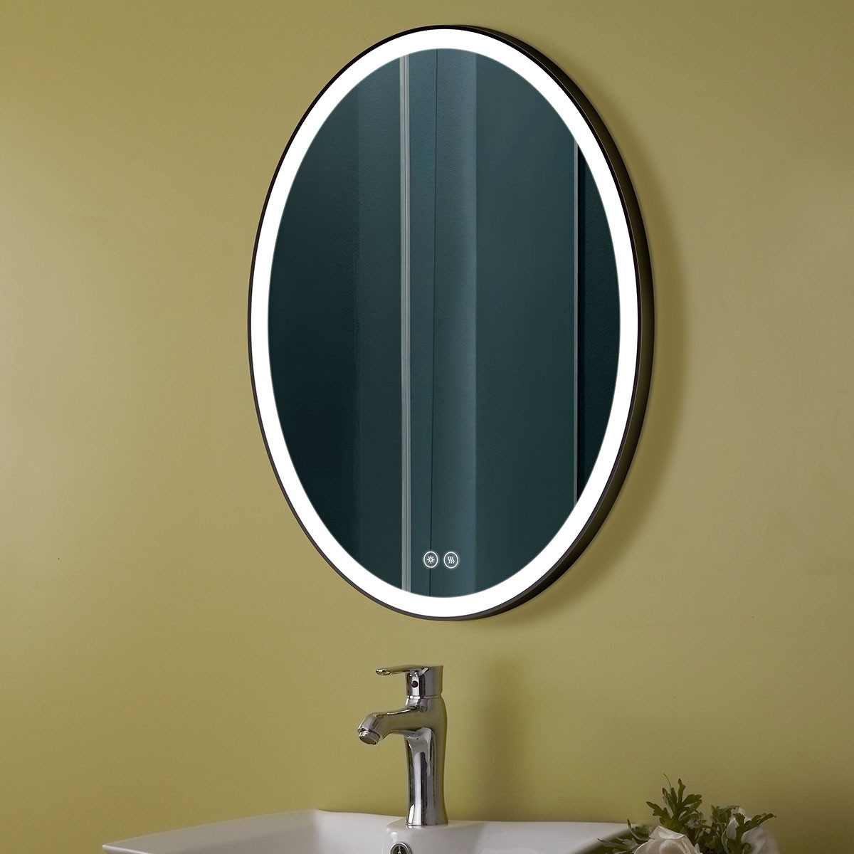 DECORAPORT 24 x 32 Inch LED Bathroom Mirror/Dress Mirror with Touch Button, Anti Fog, Dimmable, Vertical Mount (D1102-2432)