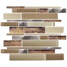 14.2 in. x 11.8 in. Glass Stone Blend Strip Mosaic Tile in Multi - 8mm Thickness (DK-AD808089)