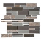 14.2 in. x 11.8 in. Glass and Stone Blend Strip Mosaic Tile - 8mm Thickness (DK-AD805056)