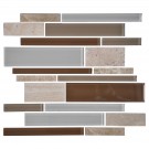 14.2 in. x 11.8 in. Glass and Stone Blend Strip Mosaic Tile - 8mm Thickness (DK-AD806090)