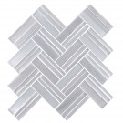 12.4 in. x 13.8 in. Glass Stone Blend Strip Mosaic Tile in Grey - 8mm Thickness (DK-8NF0606-001)