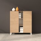 Office Storage Cabinet 52"H x 47.2"W x 15.7"D in Oak and White with 2 doors (CG12)