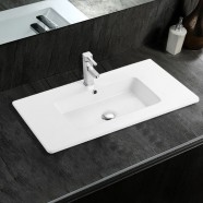 White Rectangle Ceramic Bathroom Vanity Basin (CL-4103-100)