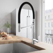 PUREBATH Chrome Kitchen Faucet with Black Flexible Hose (YDL0001)