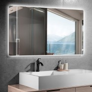 DECORAPORT 55 x 36 Inch LED Bathroom Mirror with Touch Button, Anti Fog, Dimmable, Bluetooth Speakers, Vertical & Horizontal Mount (D521-5536A)