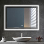 DECORAPORT 48 x 36 Inch LED Bathroom Mirror with Touch Button, Anti Fog, Dimmable, Bluetooth Speakers, Vertical & Horizontal Mount (D323-4836A)