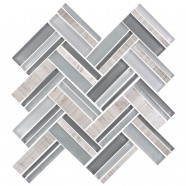 12.4 in. x 13.8 in. Glass Stone Blend Strip Mosaic Tile in Multi- 8mm Thickness (DK-8NF0606-004)