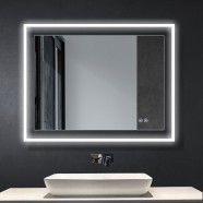 DECORAPORT 36 x 28 Inch LED Bathroom Mirror with Touch Button, Anti Fog, Dimmable, Vertical & Horizontal Mount (D313-3628)