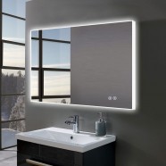 DECORAPORT 36 x 28 Inch LED Bathroom Mirror with Touch Button,Anti Fog, Dimmable, Vertical & Horizontal Mount (D413-3628)