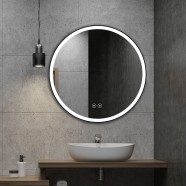 DECORAPORT 32 x 32 Inch LED Bathroom Mirror/Dress Mirror with Touch Button, Anti Fog, Dimmable, Vertical Mount (D803-3232)