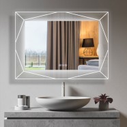 DECORAPORT 48 x 36 Inch LED Bathroom Mirror with Touch Button, Bluetooth Speaker, Tri-Color Lights, Anti-fog, Dimmable, Vertical & Horizontal Mount(D1516-4836AB)