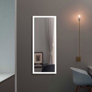 DECORAPORT 70 x 28 Inch LED Full-Length Dress Mirror with Touch Button, Explosion-proof Film, Dimmable, Black Frame, Cold & Neutral & Warm Lights, Mirror&Wall Control, Standing Holder (D1901-7028)