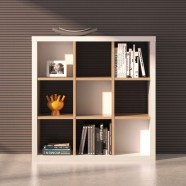 Shelving Unit 47.2"H x 47.2"W x 15.7"D in Oak and White (CG51)