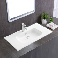 White Rectangle Ceramic Bathroom Vanity Basin (CL-4108-80)