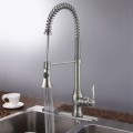 Brushed Nickel Finished Brass Kitchen Faucet with Pull Out Spray Head (82H05-BN)