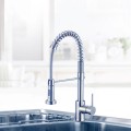 Chrome Finished Brass Spring Kitchen Faucet - Pull Out Spray Head (82H10-CHR-A)