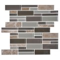 14.2 in. x 11.8 in. Glass and Stone Blend Strip Mosaic Tile - 8mm Thickness (DK-AD805056)